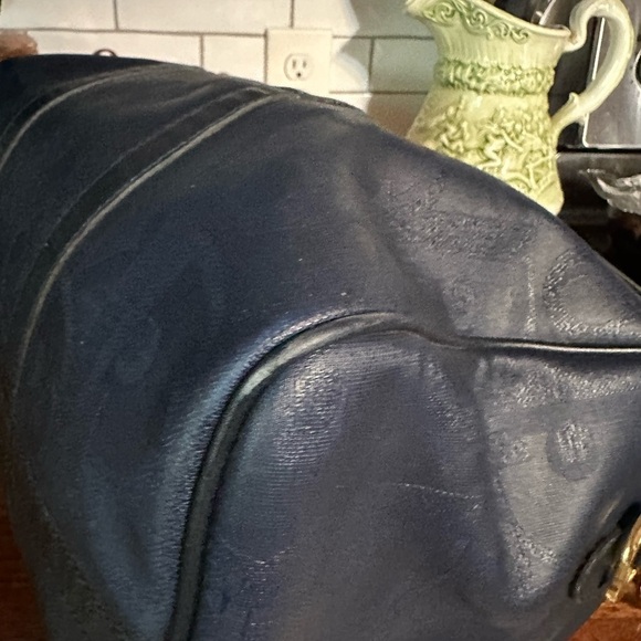 Christian Dior top handle bag. Huge. Vintage. Diorissimo leather and canvas - Picture 7 of 14